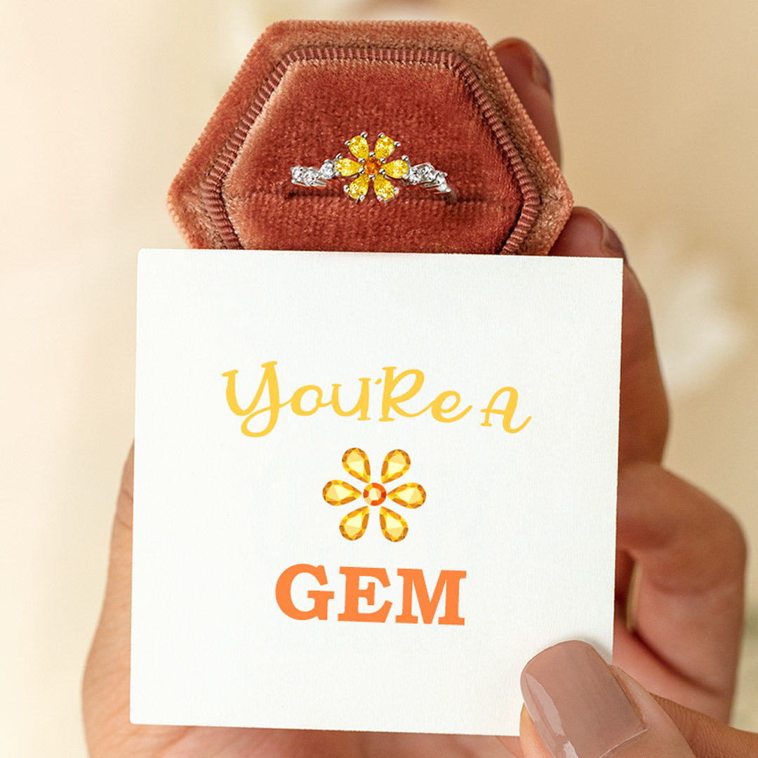 You're A Gem Hexagon Gem Flower Ring