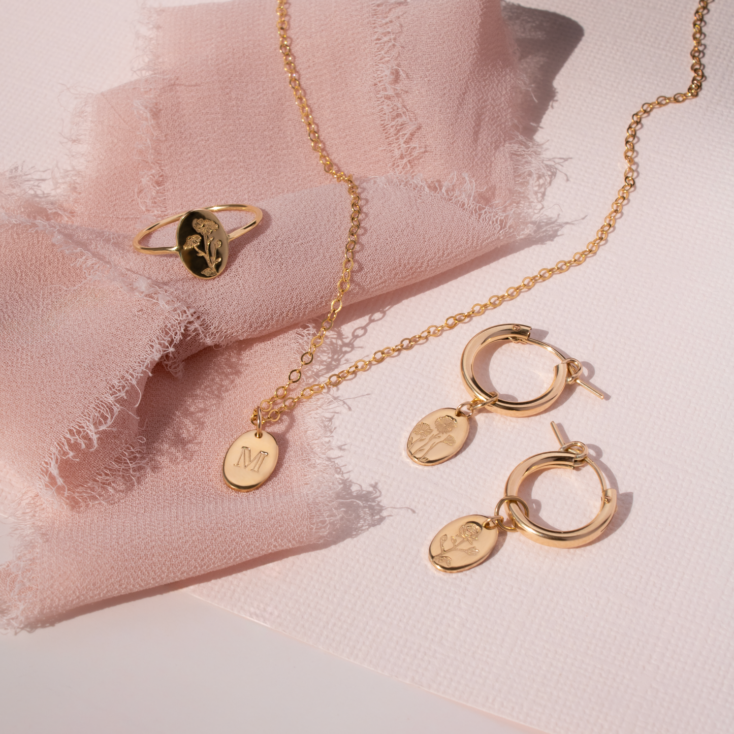 Fleur Birth Flower Hoop Earrings