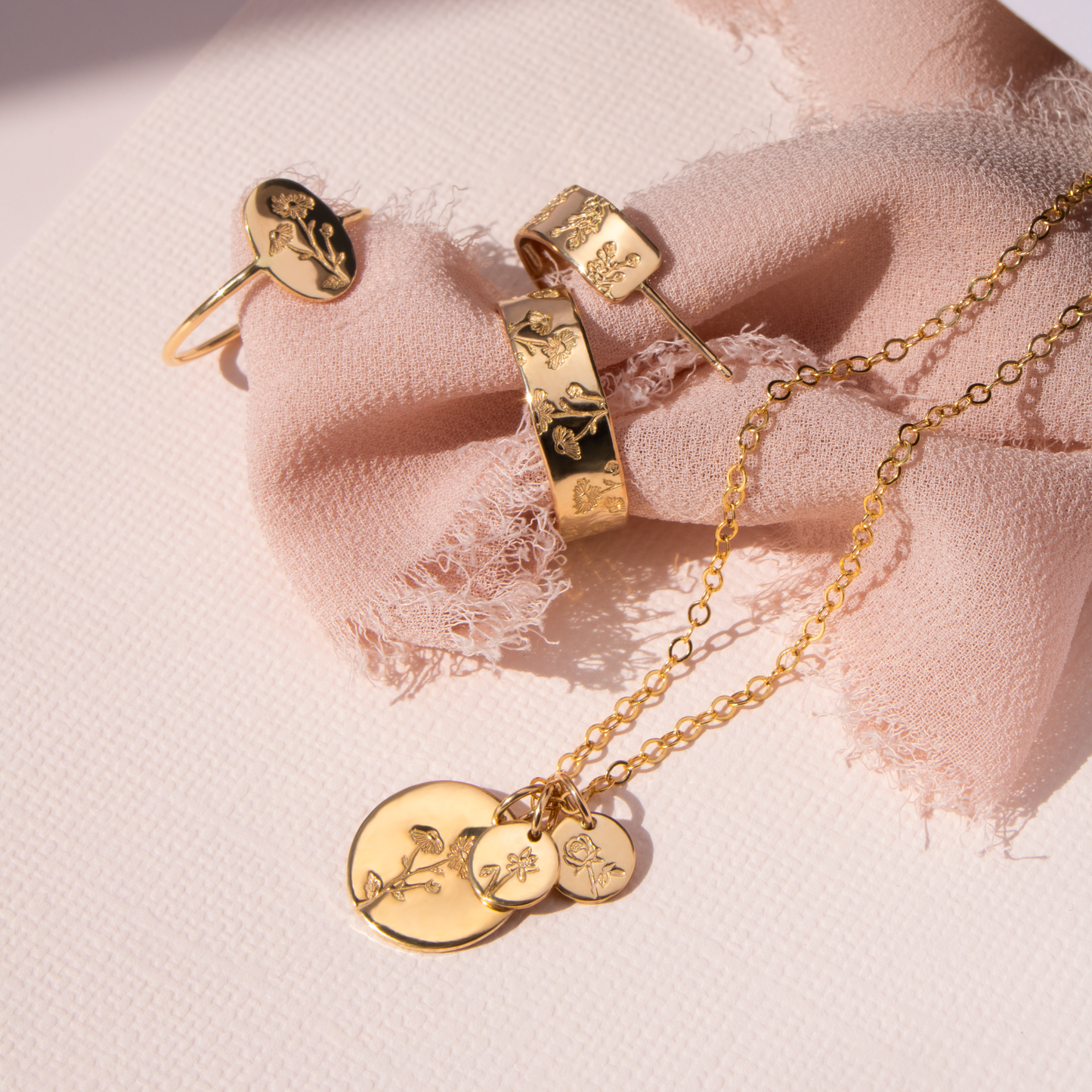 Birth Flower Hoop Earrings