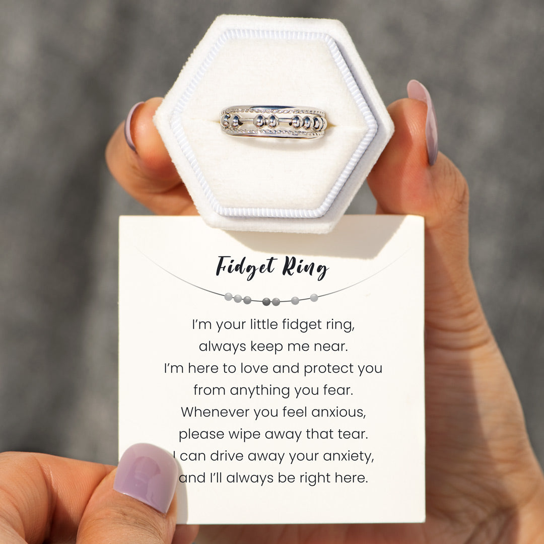 Triple Band Fidget Spinner Ring,Anxiety Ring For Women