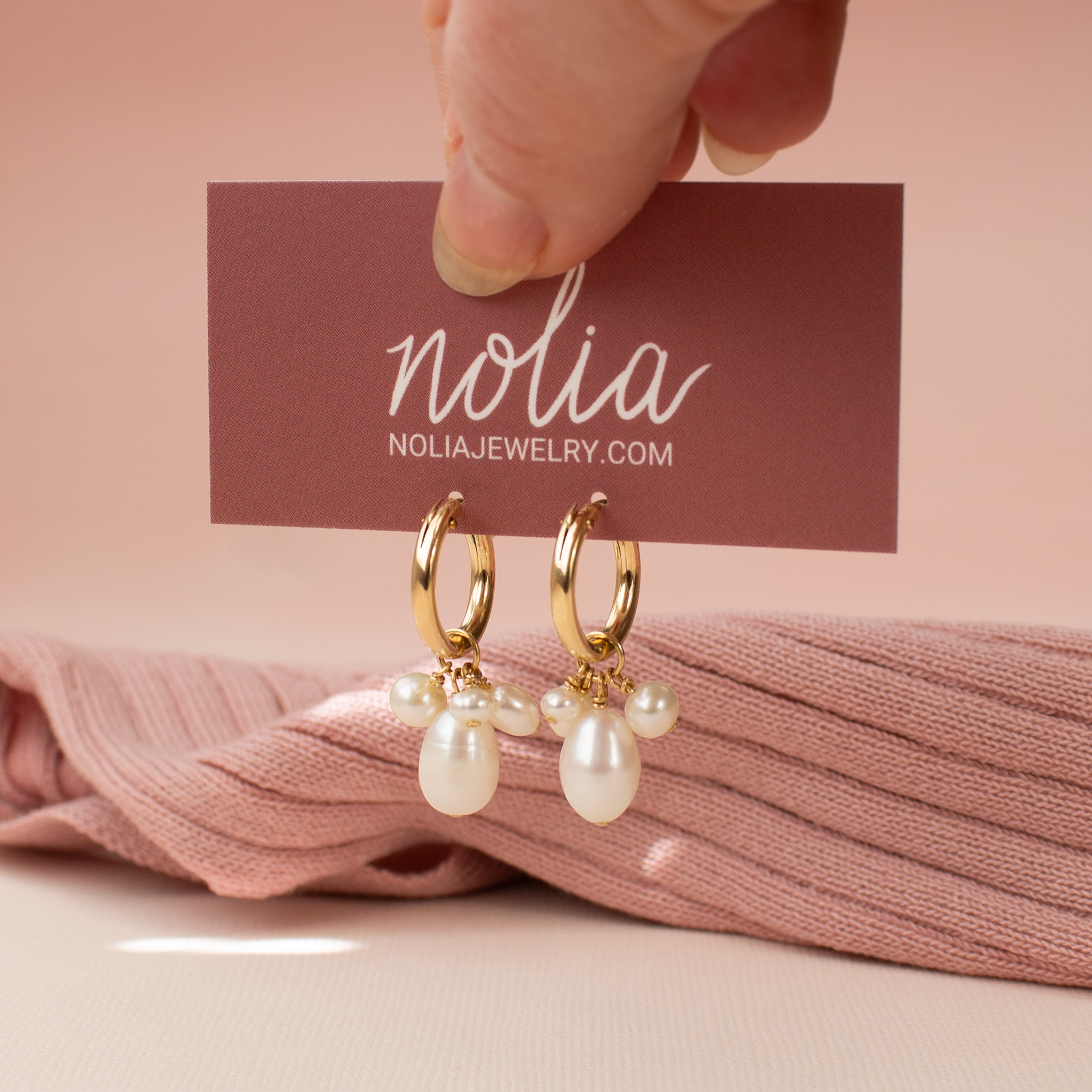 Verona Pearl Hoop Earrings