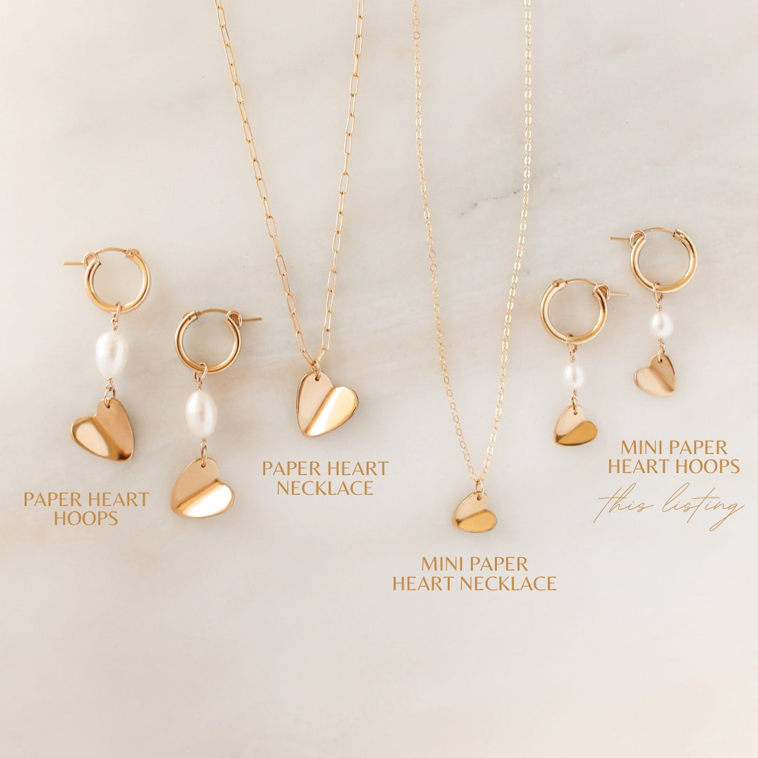 Mini Paper Heart Hoop Earrings
