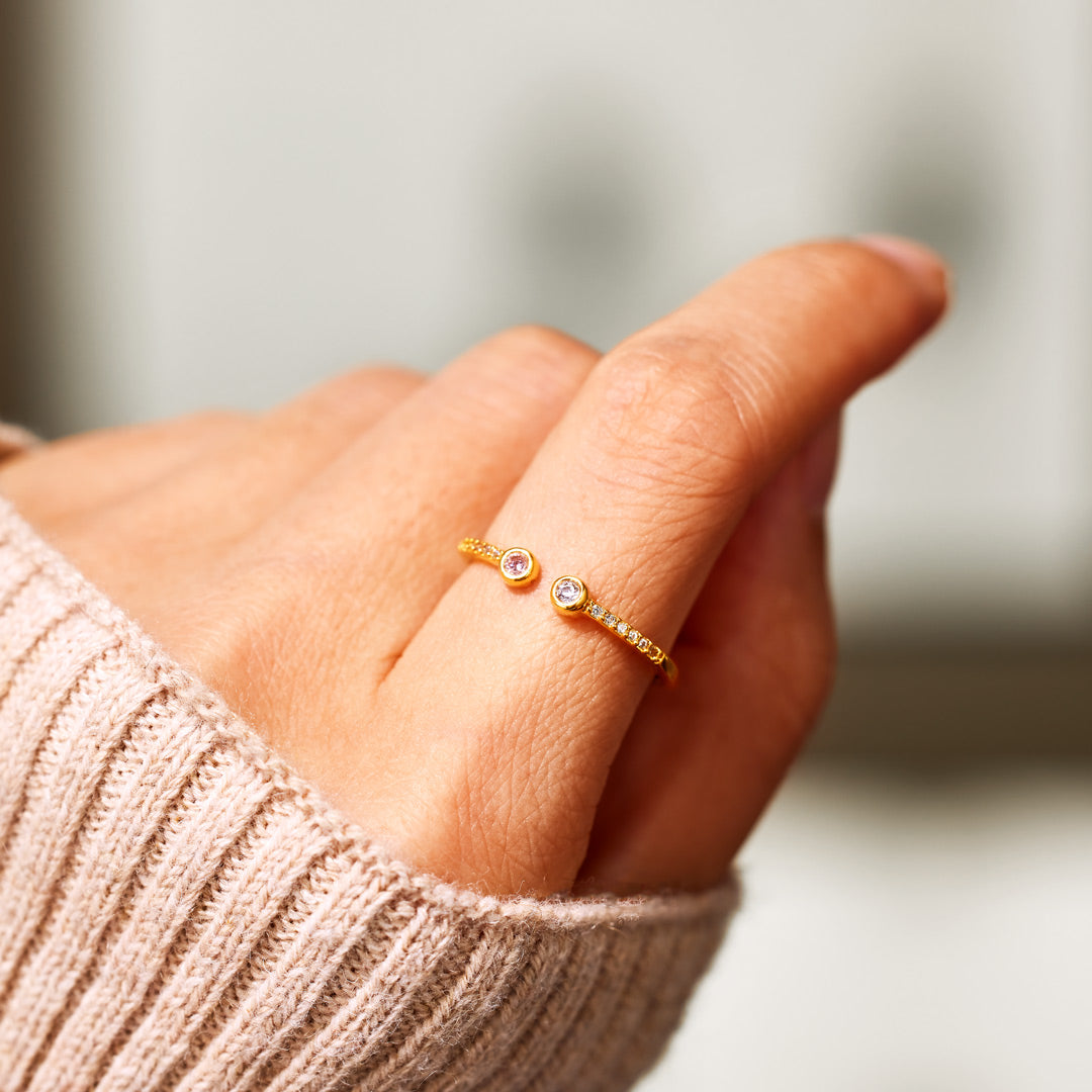 Double Birthstones Open Ring Band
