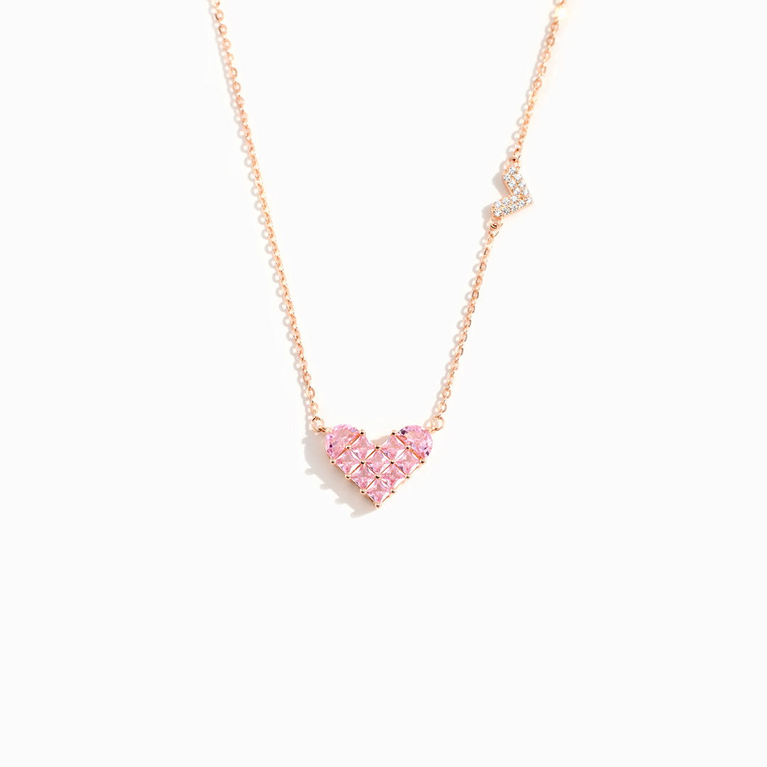 Our Heartstrings Are Linked By Angels Square Hearts Necklace
