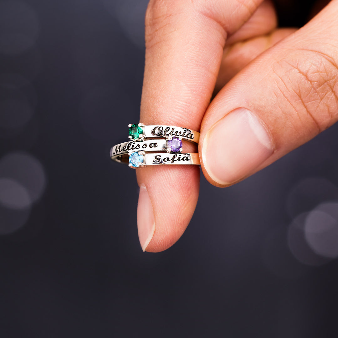 Nana's Valentines 1-4 Names&Birthstones Wrap Ring