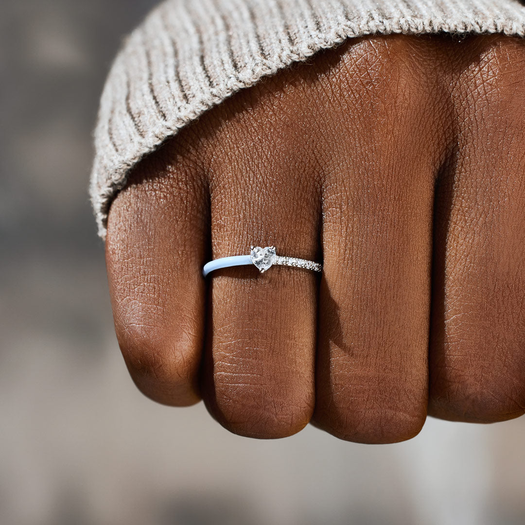 Like Mother Like Daughter Matching Half Enamel Heart-Cut Rings