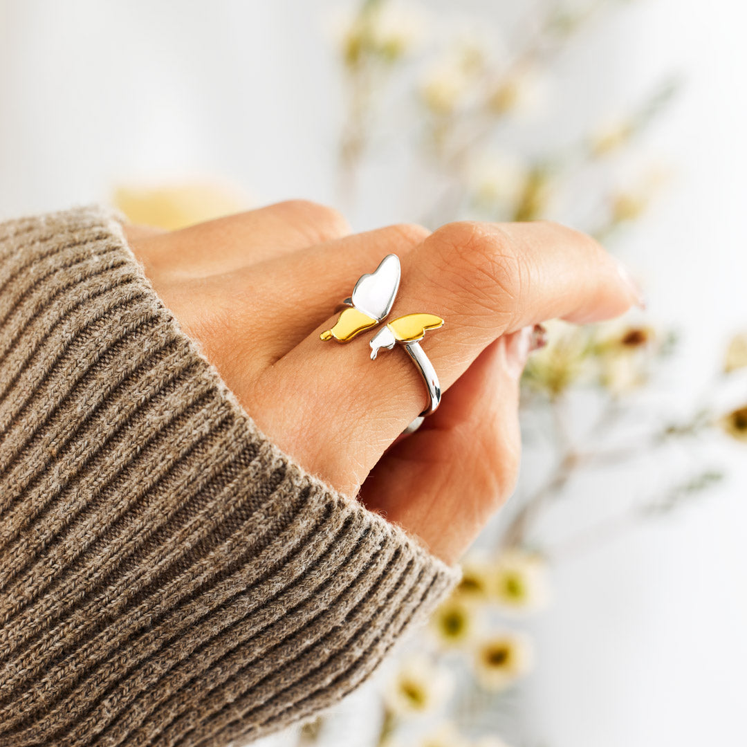 Butterflies Rising Two-Tone Butterfly Ring