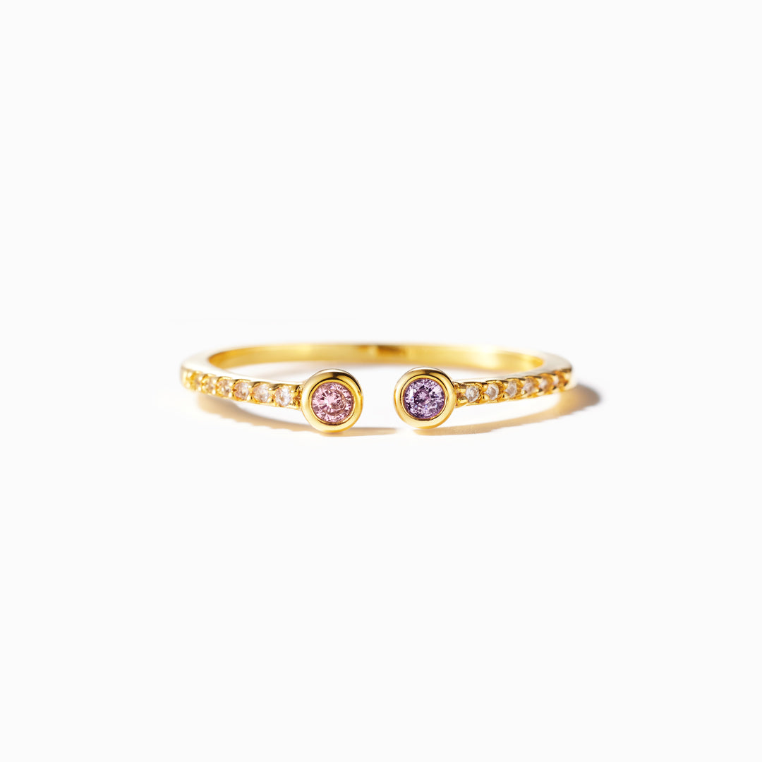 Double Birthstones Open Ring Band