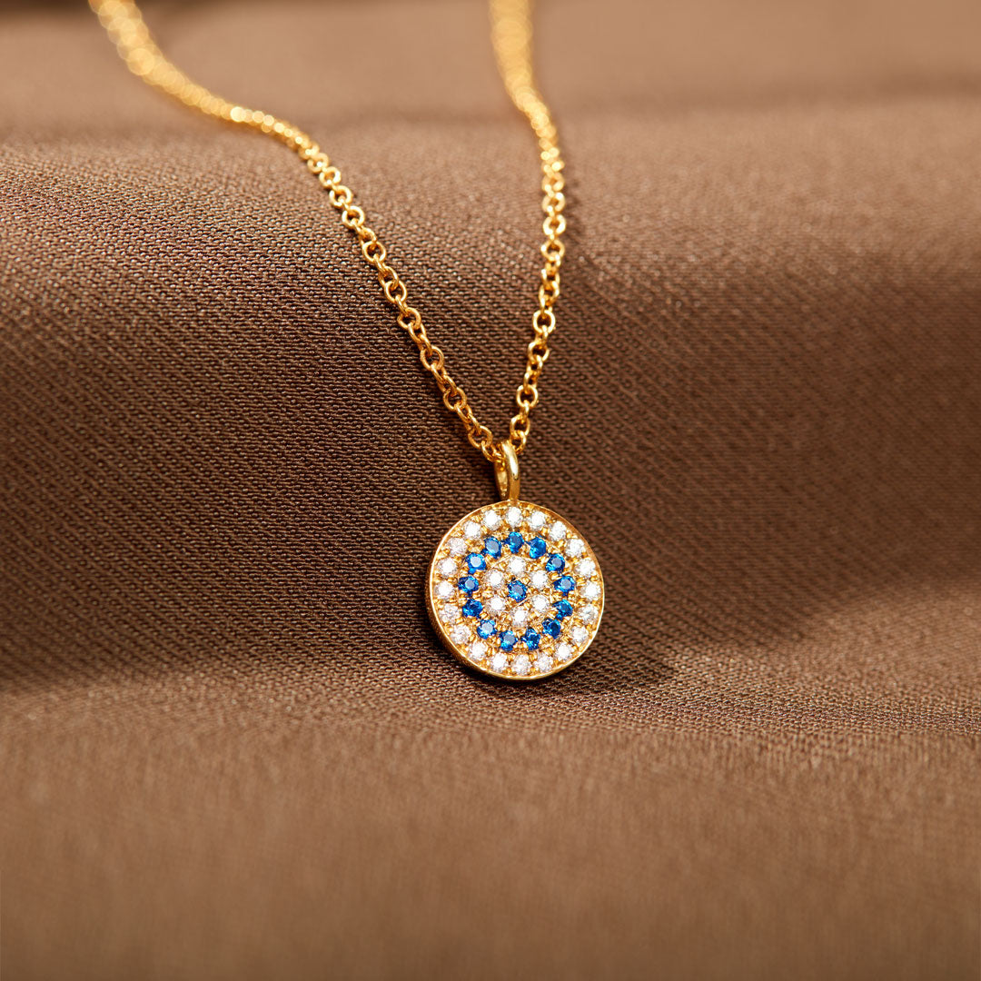 Evil Eye Disc Pendant Necklace
