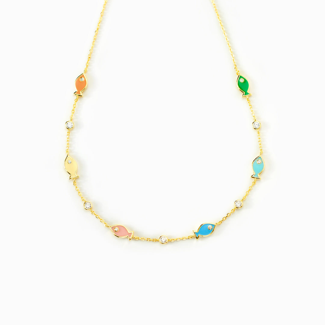 Multihued Fish Necklace