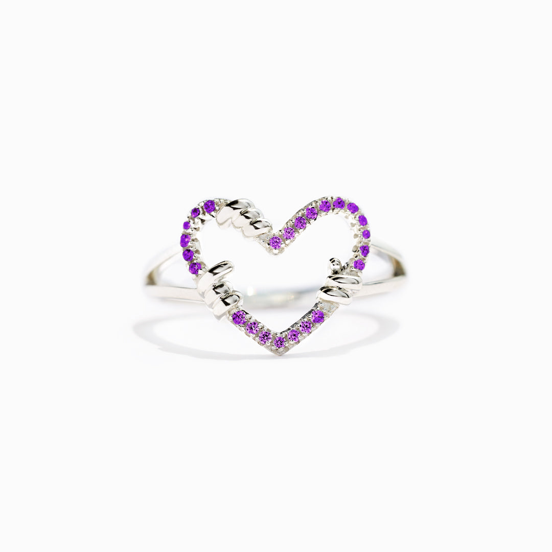 Courage Amethyst Pavé Heart Ring