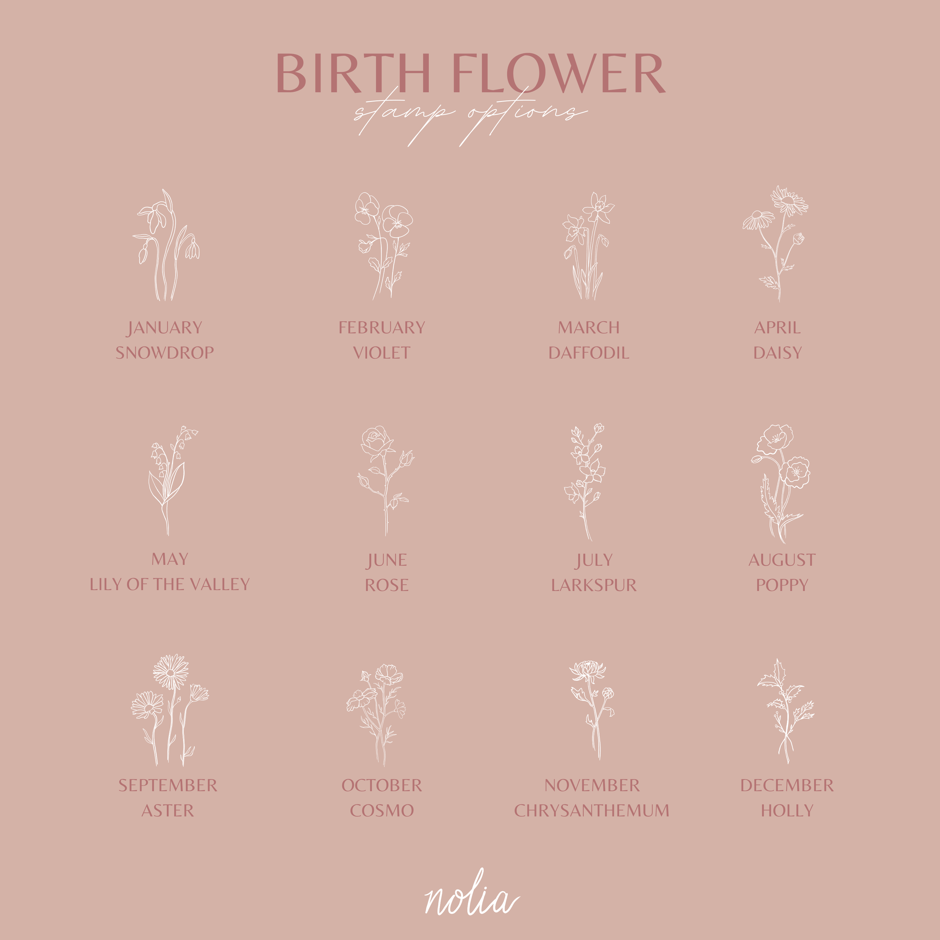Birth Flower Hoop Earrings