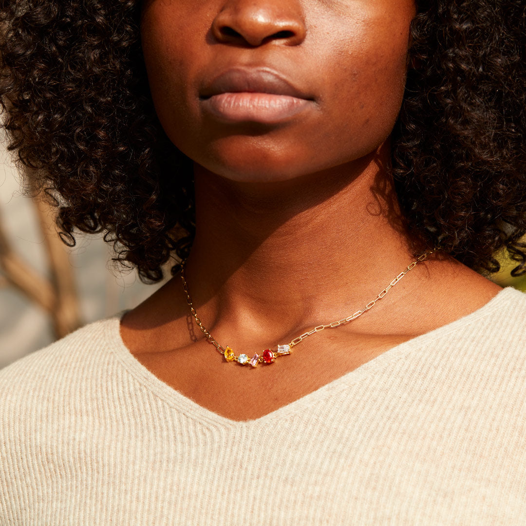 Beautifully Broken Rainbow Stone Necklace