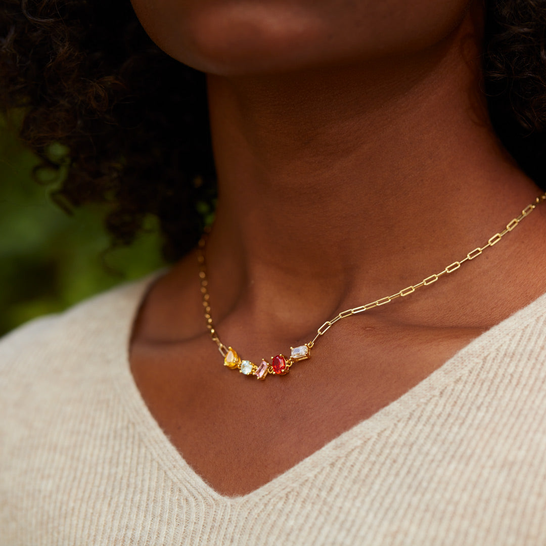 Beautifully Broken Rainbow Stone Necklace