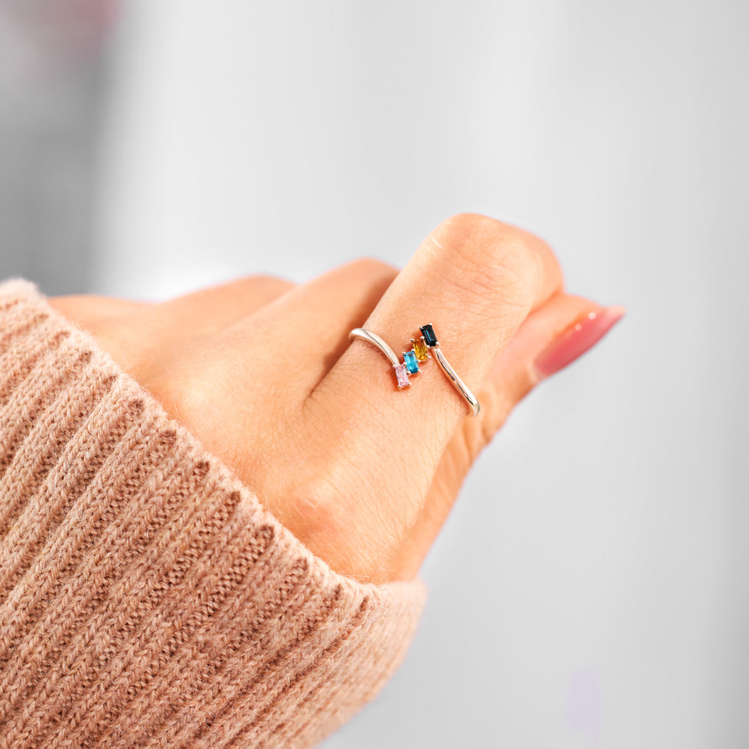 1-5 Birthstones Baguette Cut Ring