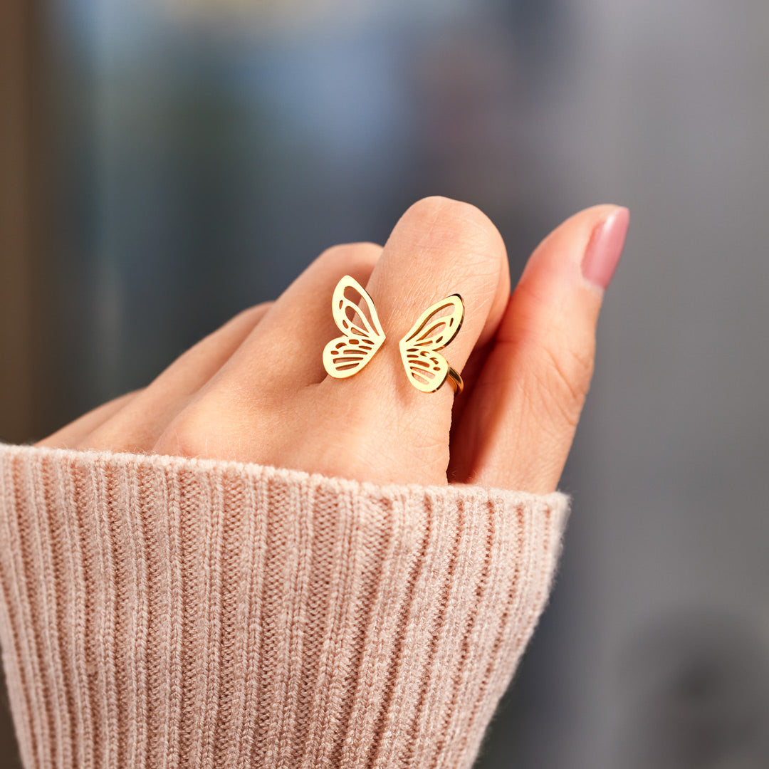 With Brave Wings She Flies Sculpted Butterfly Ring