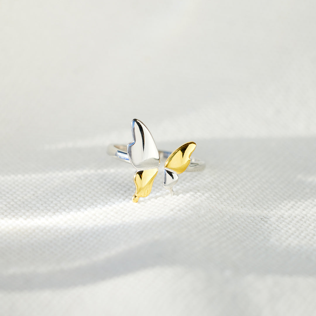 Butterflies Rising Two-Tone Butterfly Ring