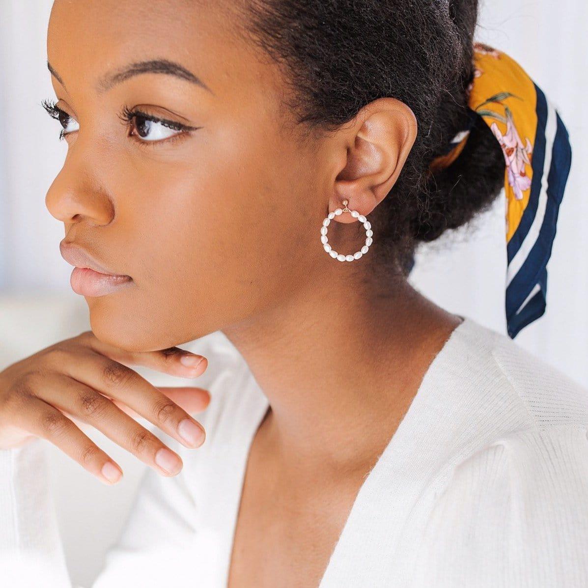 Carina Pearl Hoop Earrings