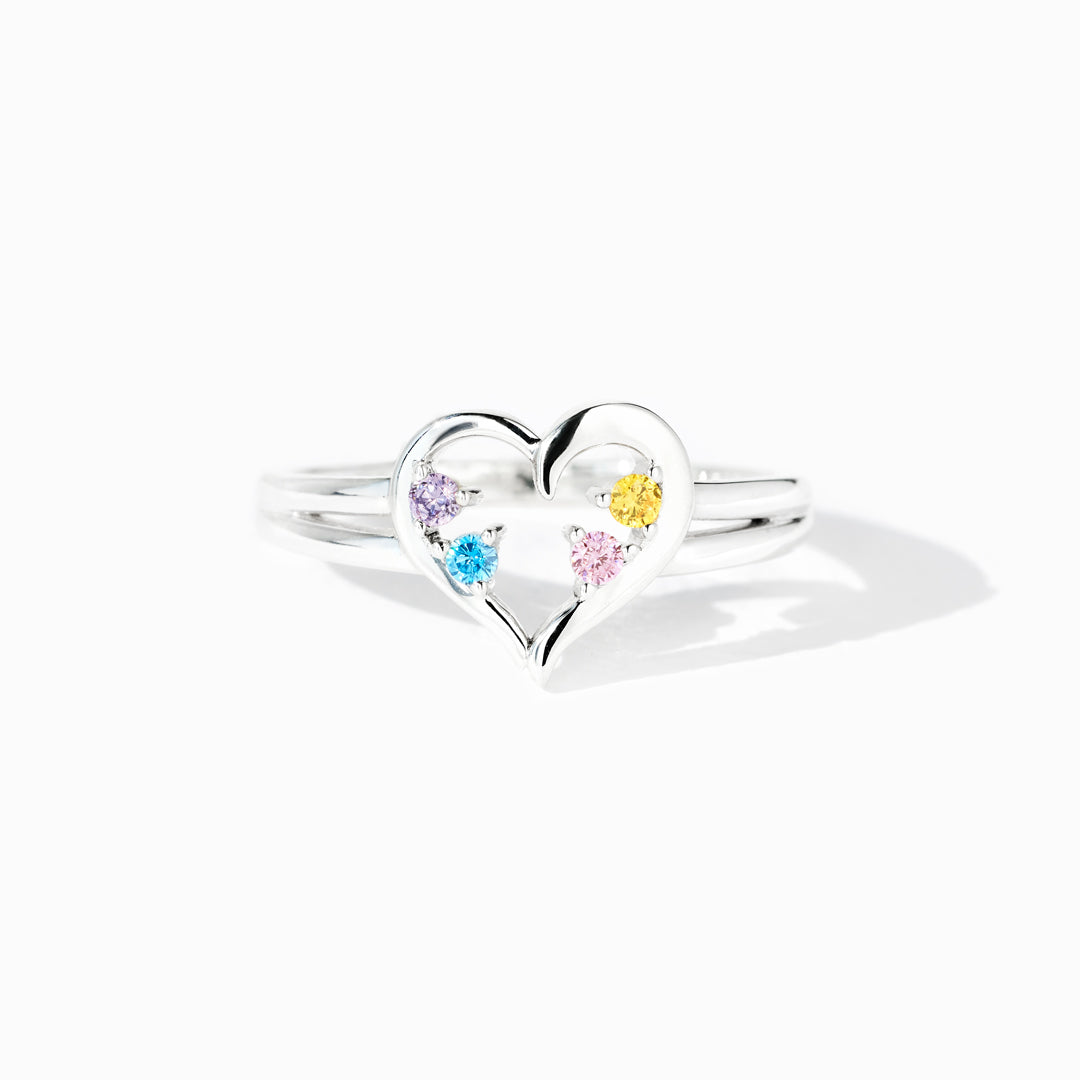 1-8 Birthstones Heart Ring