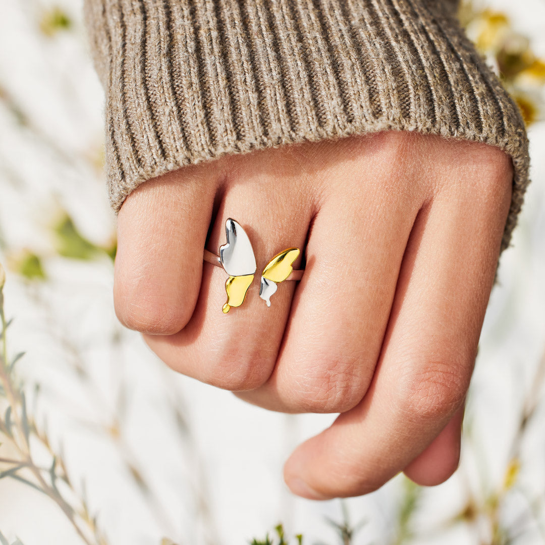 Butterflies Rising Two-Tone Butterfly Ring