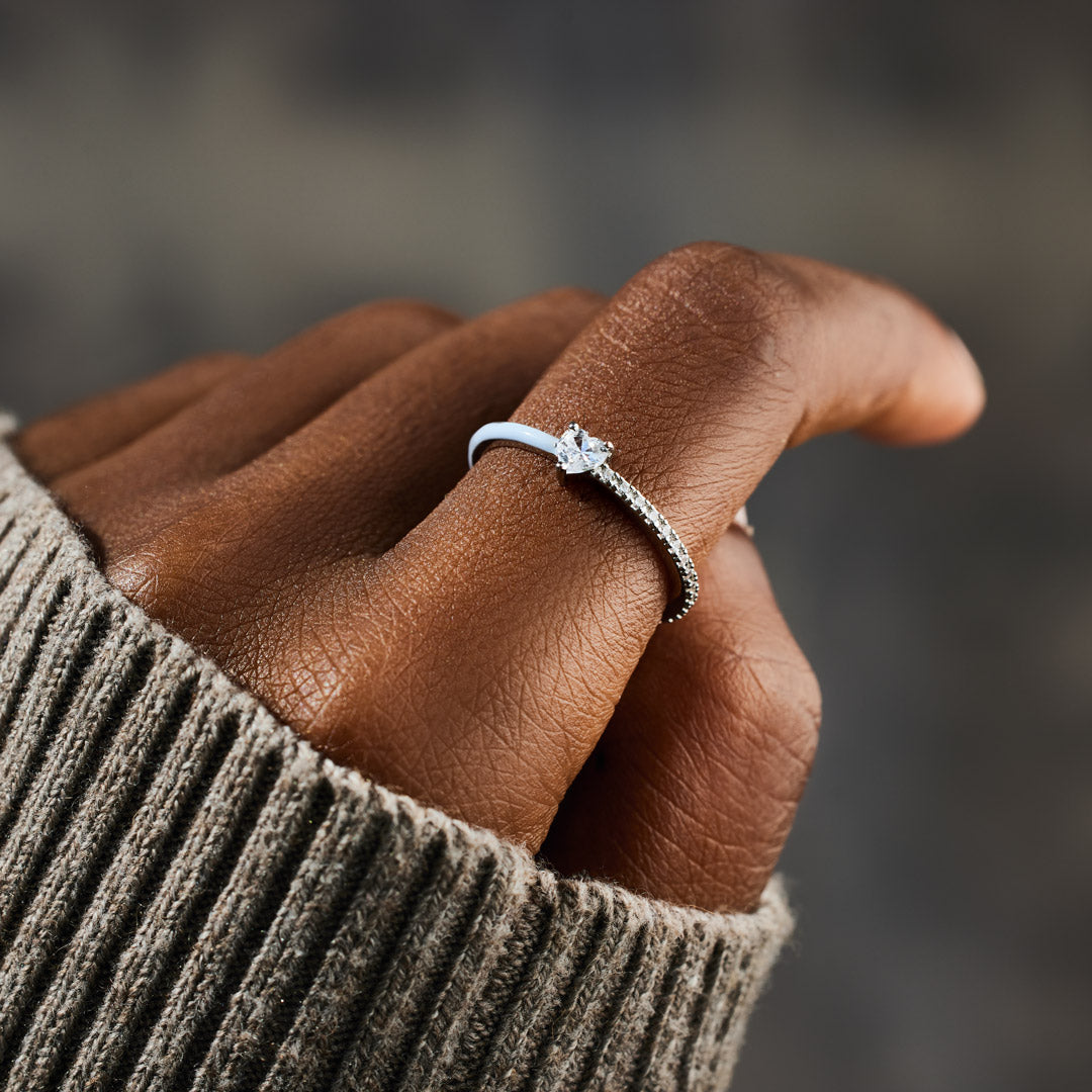 Not Perfect But Loyal Heart-Cut Half Enamel Ring