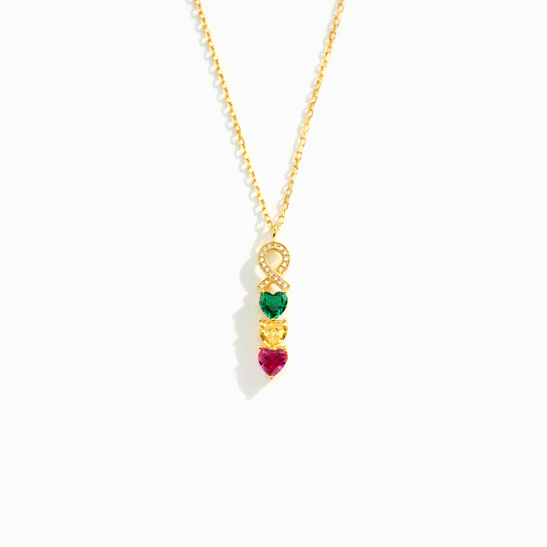Forever Connected Together 1-8 Birthstones Linking Hearts Necklace