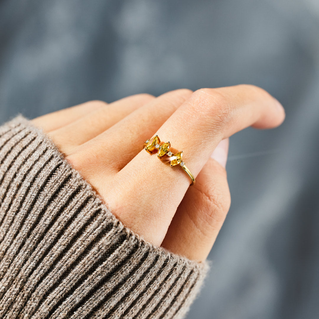 Past Present Future Triple Marquise Ring