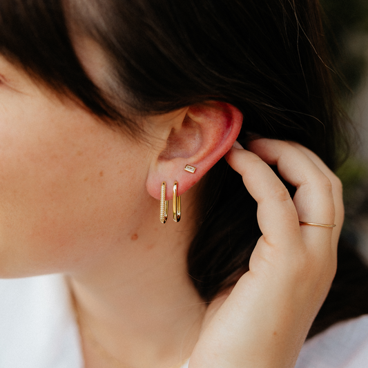 Pavé Paperclip Hoop Earrings