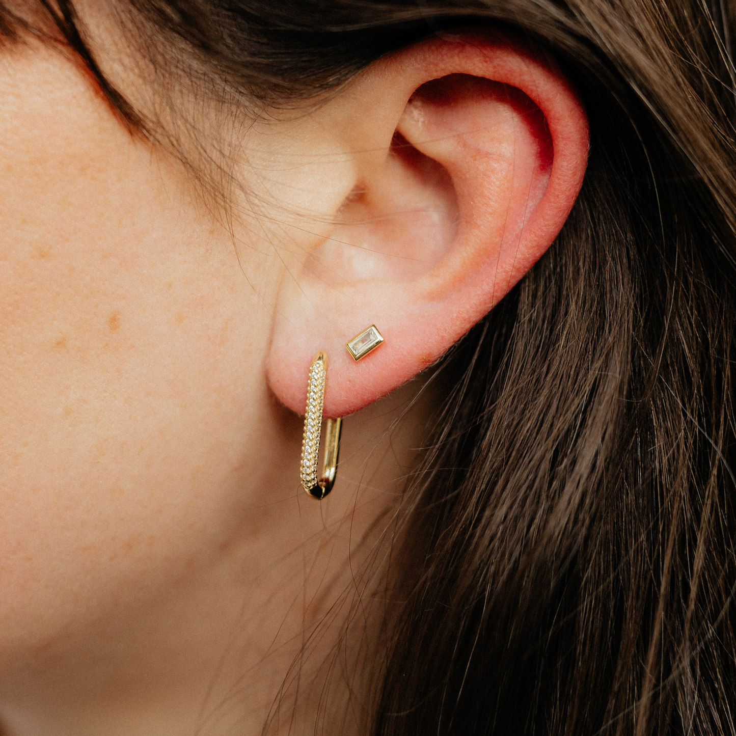 Pavé Paperclip Hoop Earrings