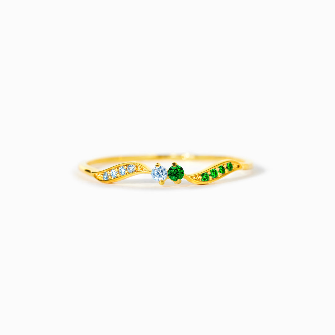High Tide Or Low Tide Customized Double Stone Wavy Ring