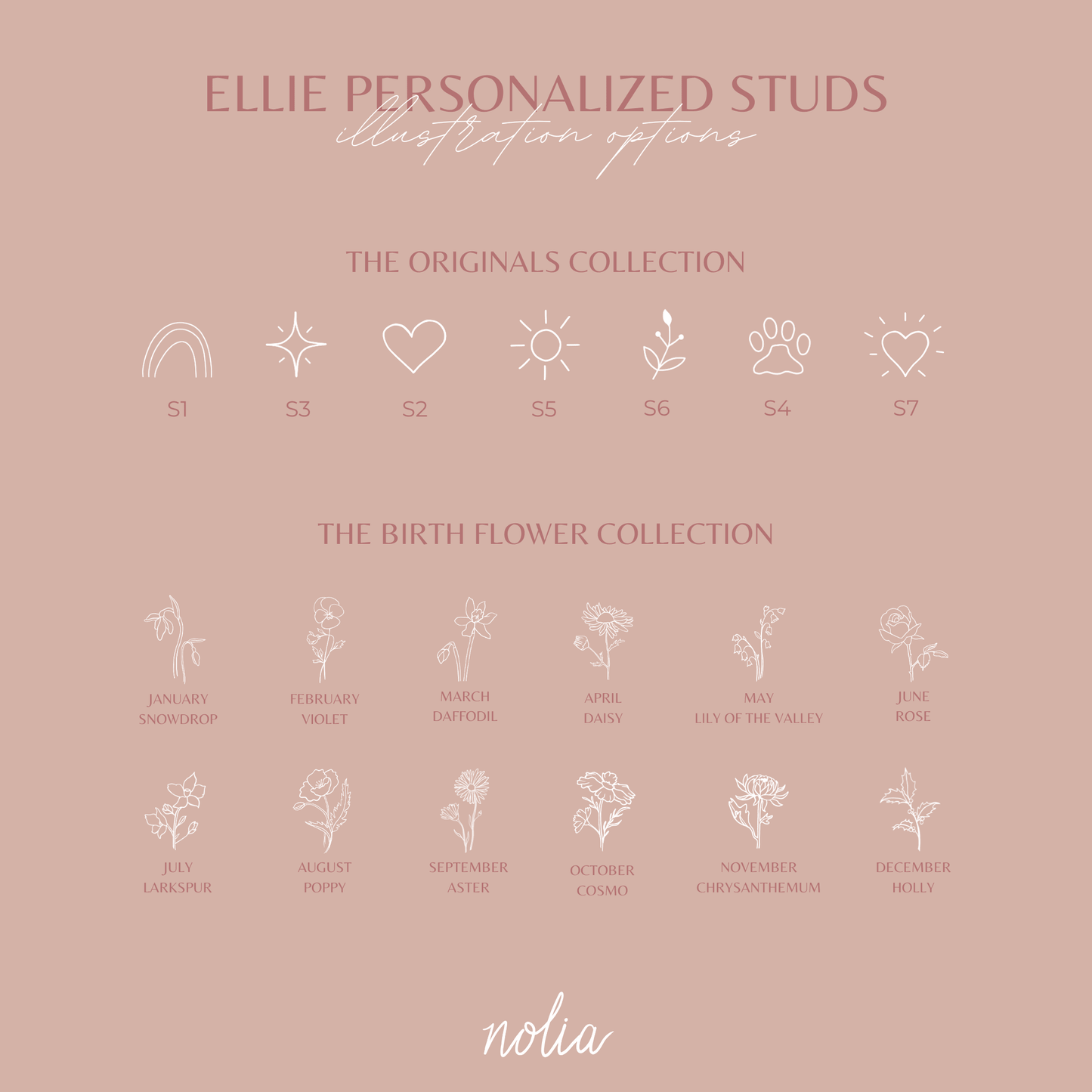 Ellie Personalized Stud Earrings
