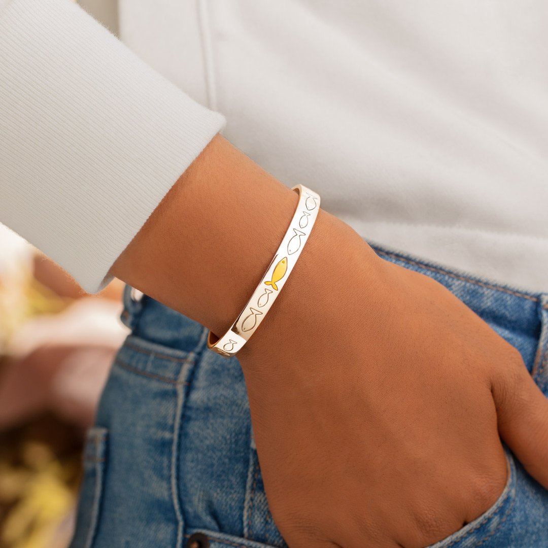 Swimming Against The Current Fish Bangle