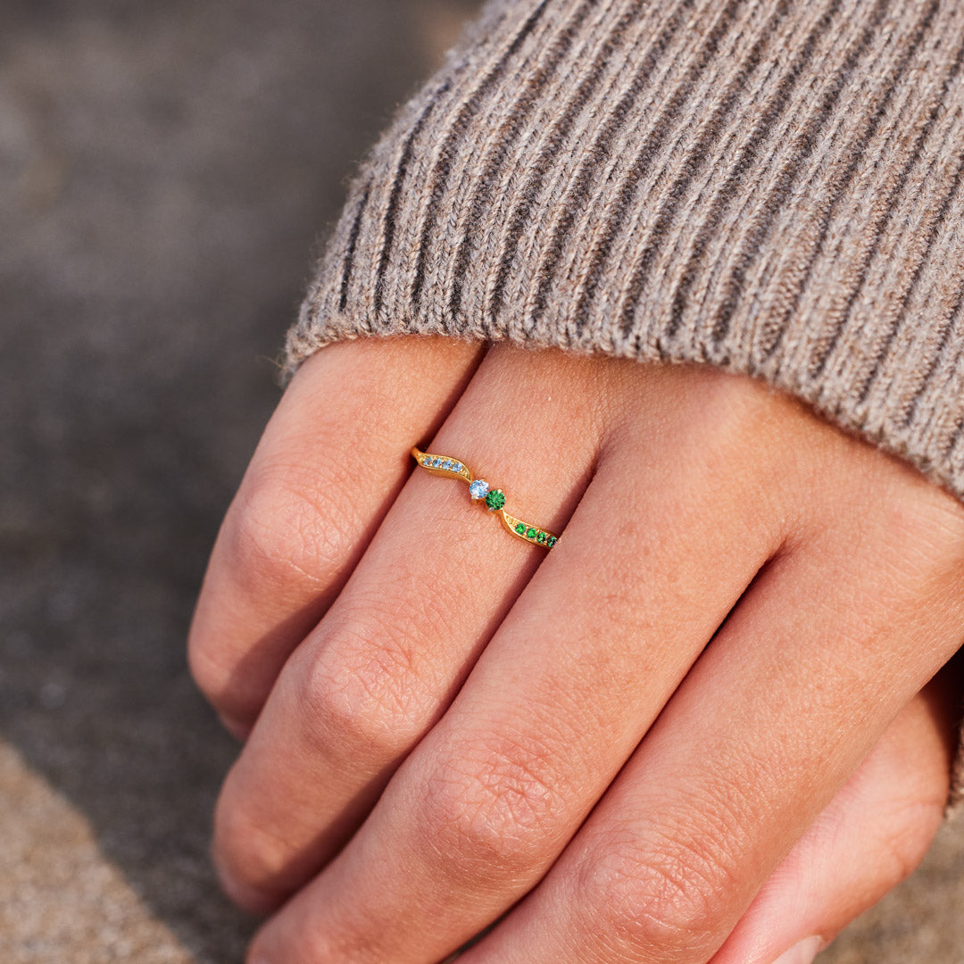 High Tide Or Low Tide Customized Double Stone Wavy Ring