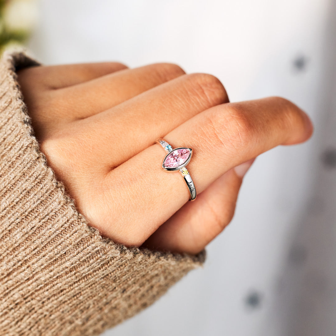 1-8 Names & Birthstones Marquise Ring