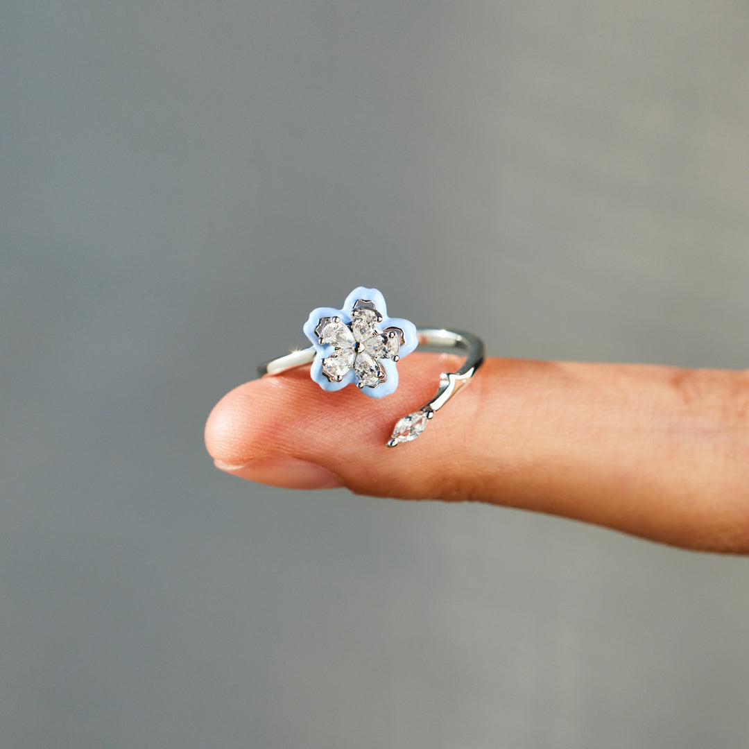 Bloom Slowly Enamel Flower Fidget Ring