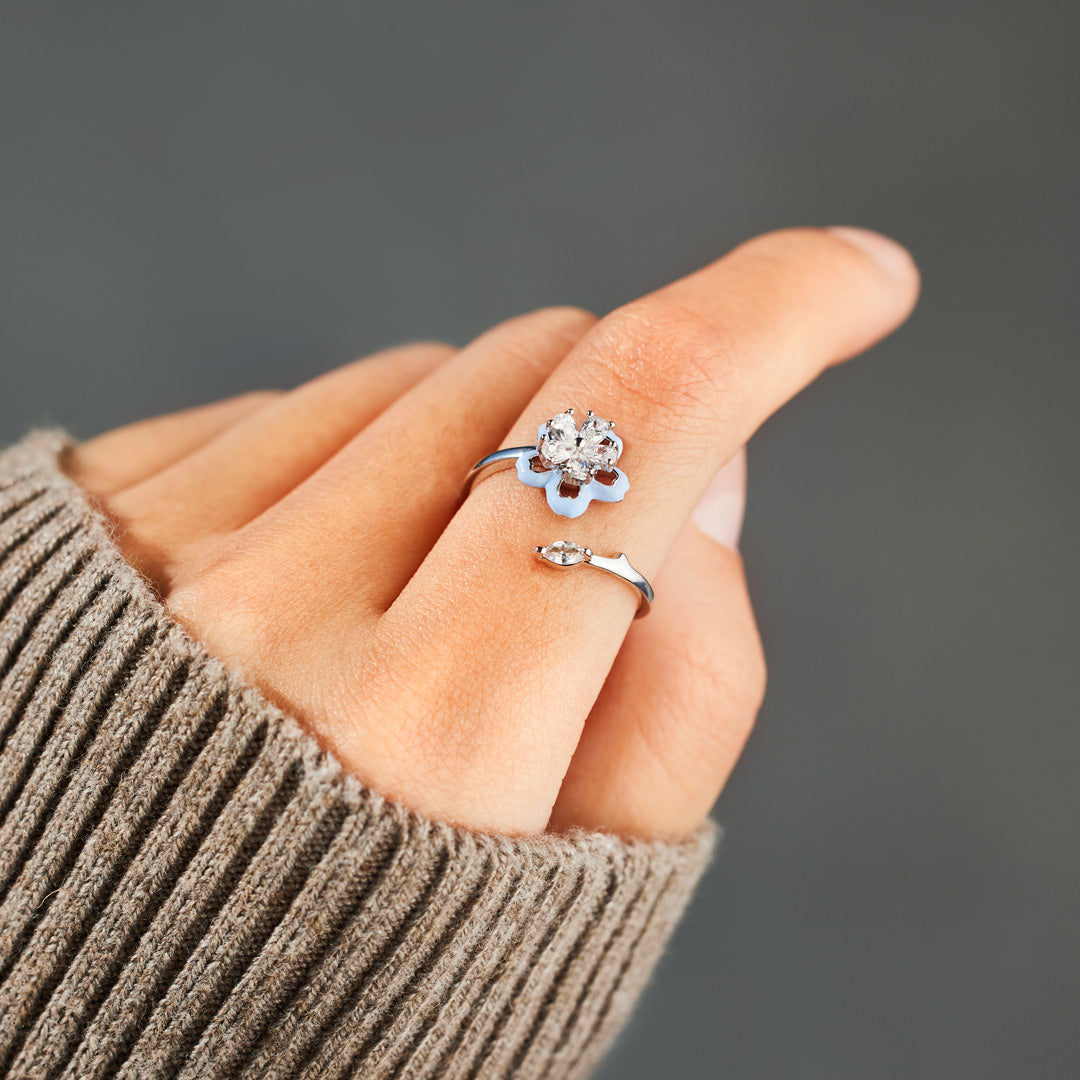 Bloom Slowly Enamel Flower Fidget Ring