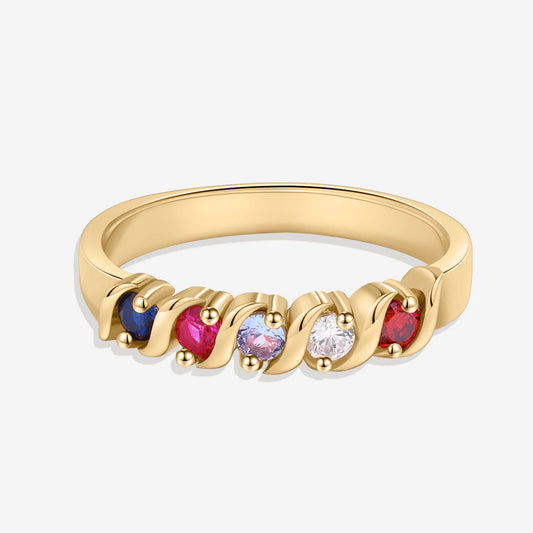 Personalized Wave Birthstones Ring