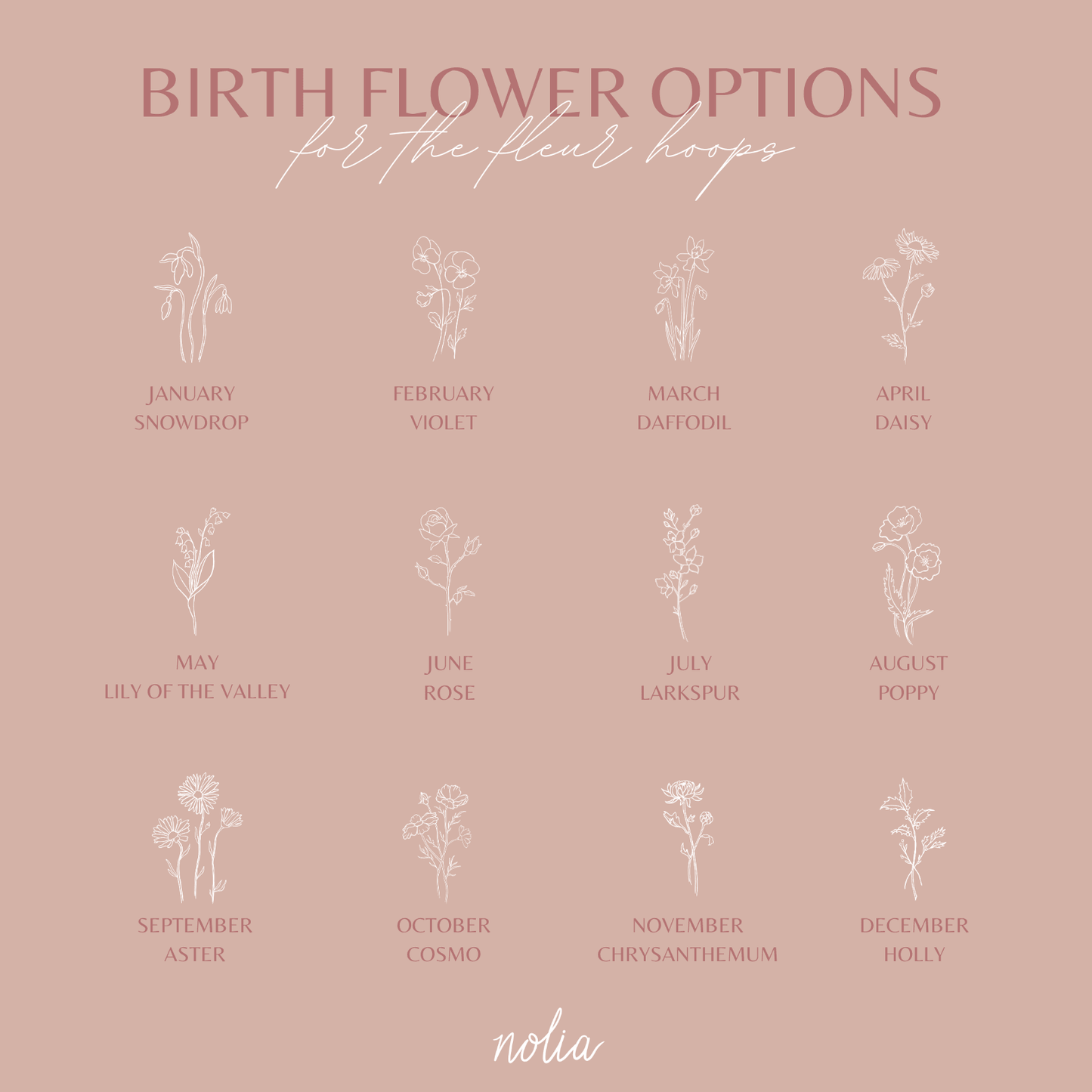 Fleur Birth Flower Hoop Earrings