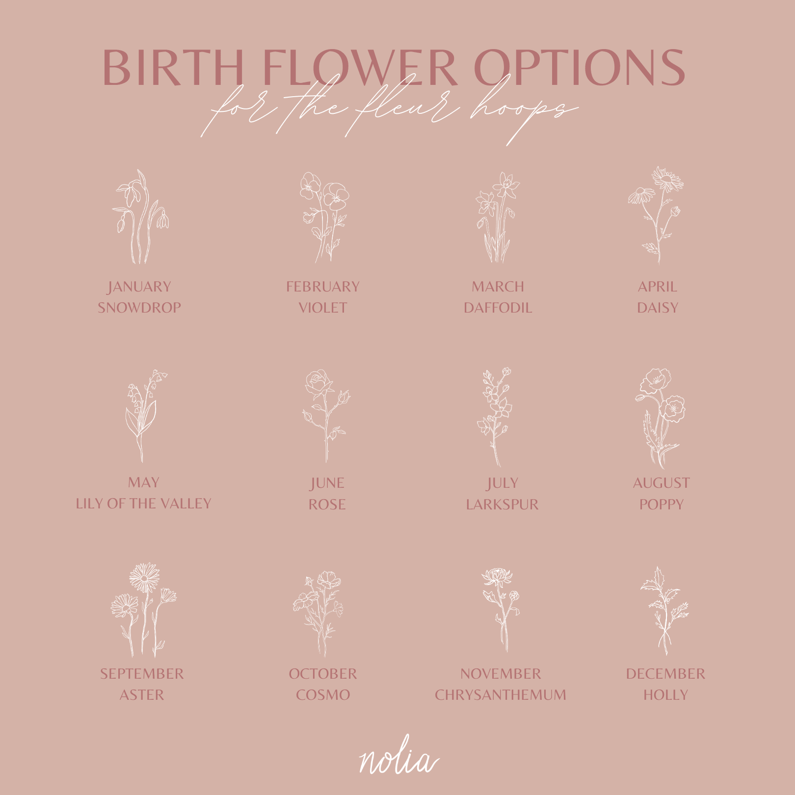 Fleur Birth Flower Hoop Earrings