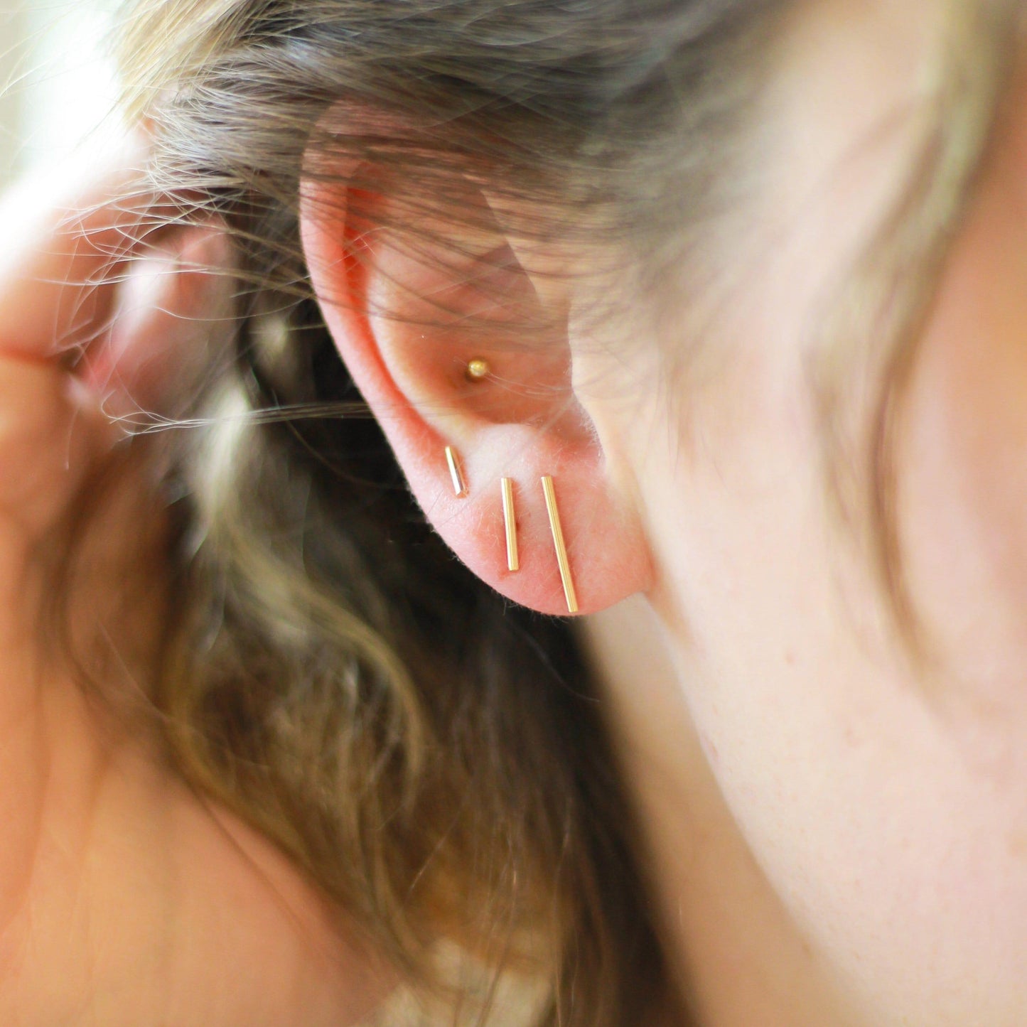 Long Bar Stud Earrings