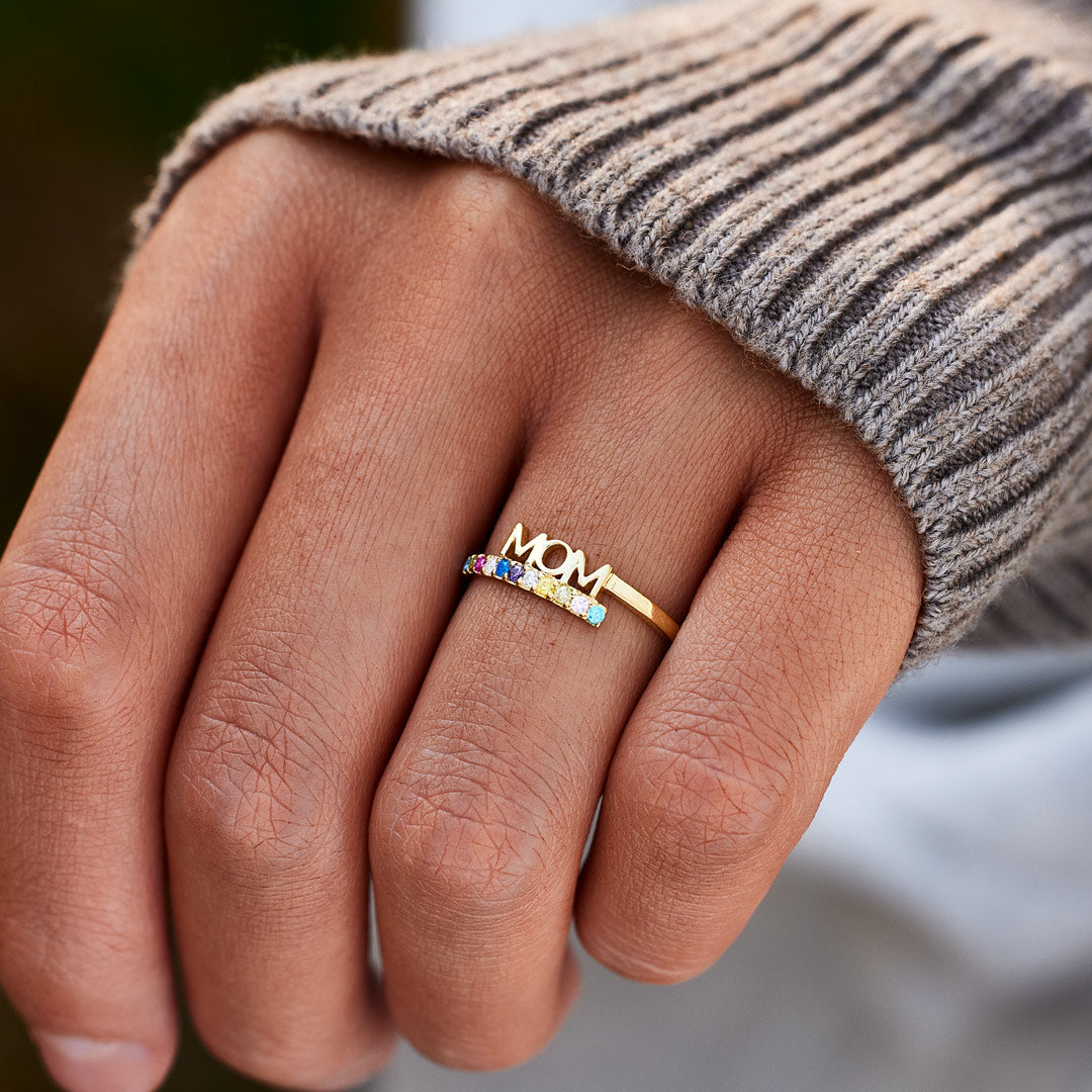 A Mother's Embrace Personalized Birthstone Ring