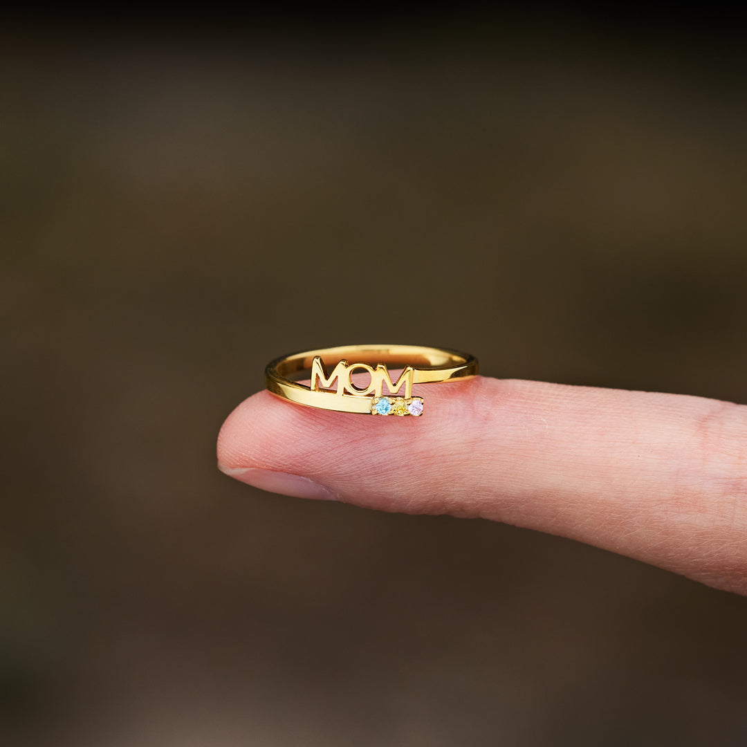 A Mother's Embrace Personalized Birthstone Ring