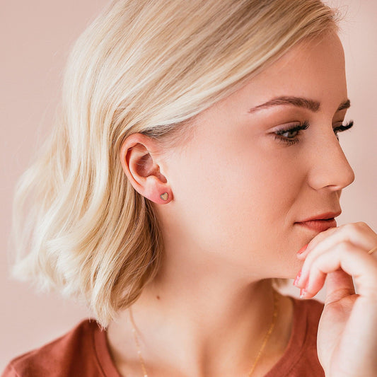 Personalized Cleo Heart Stud Earrings
