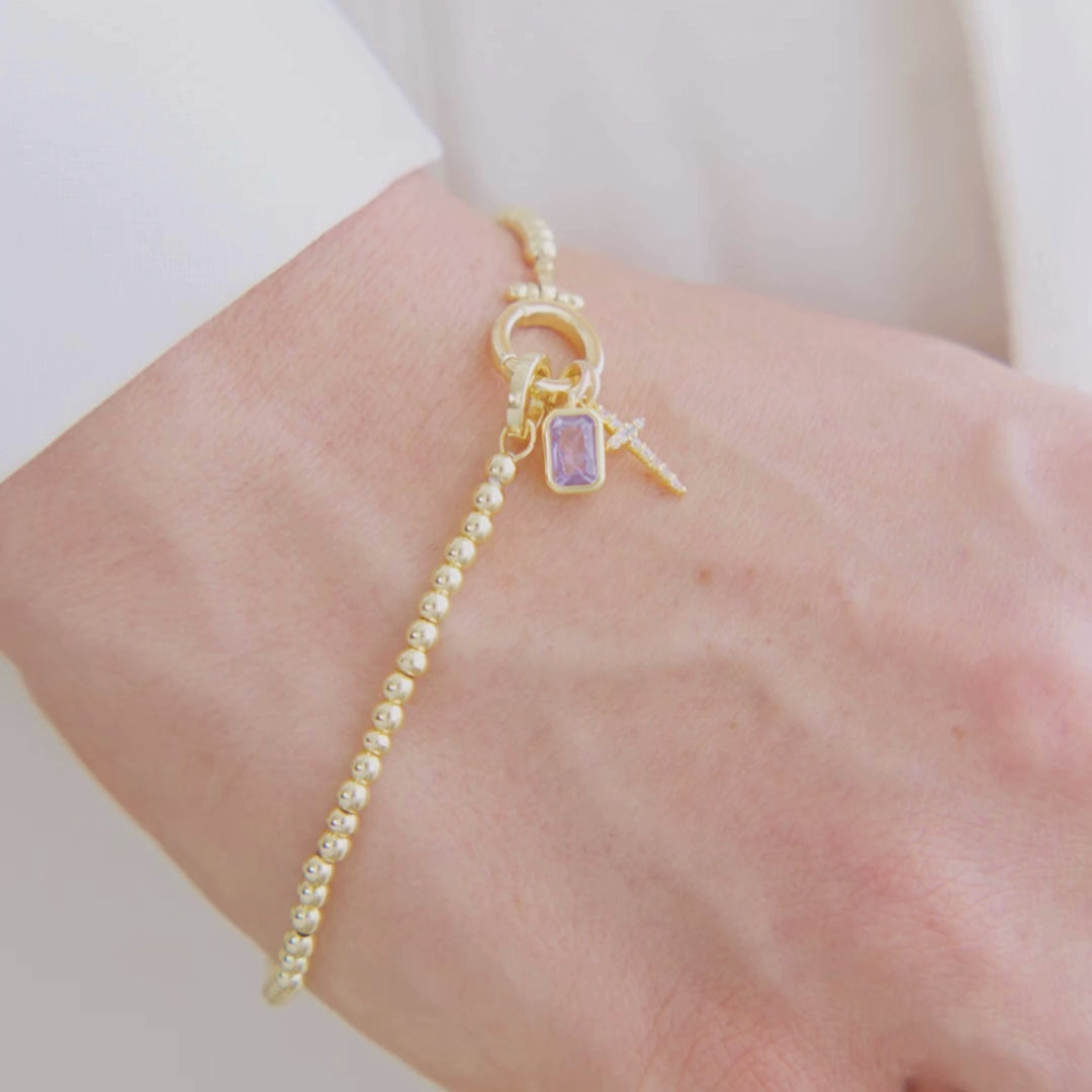 kalonfleur Cross Birthstone Bracelet