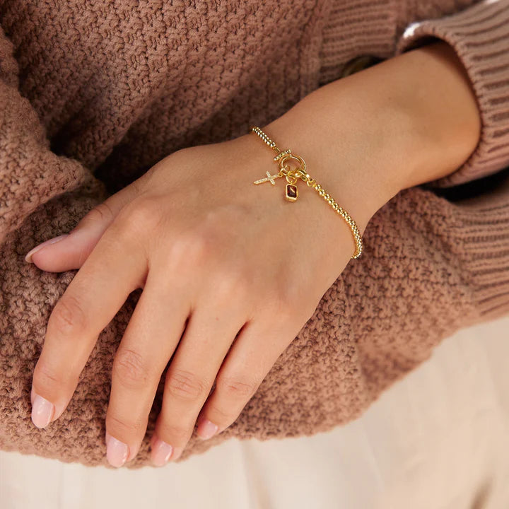 kalonfleur Cross Birthstone Bracelet