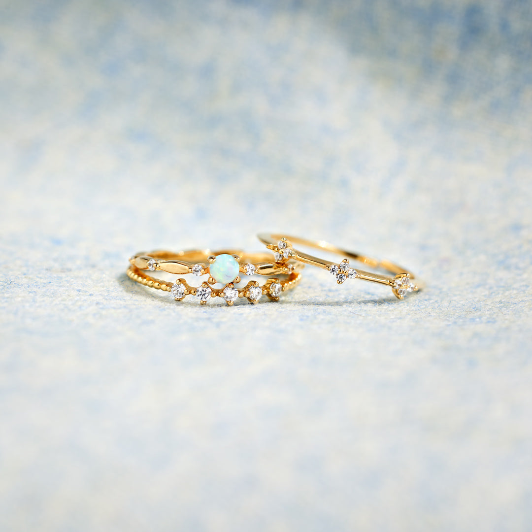 Love Yourself Round Opal Ring Set