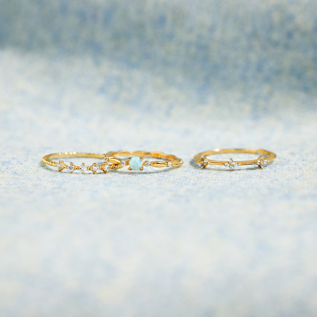 Love Yourself Round Opal Ring Set