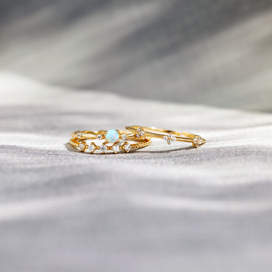 Love Yourself Round Opal Ring Set