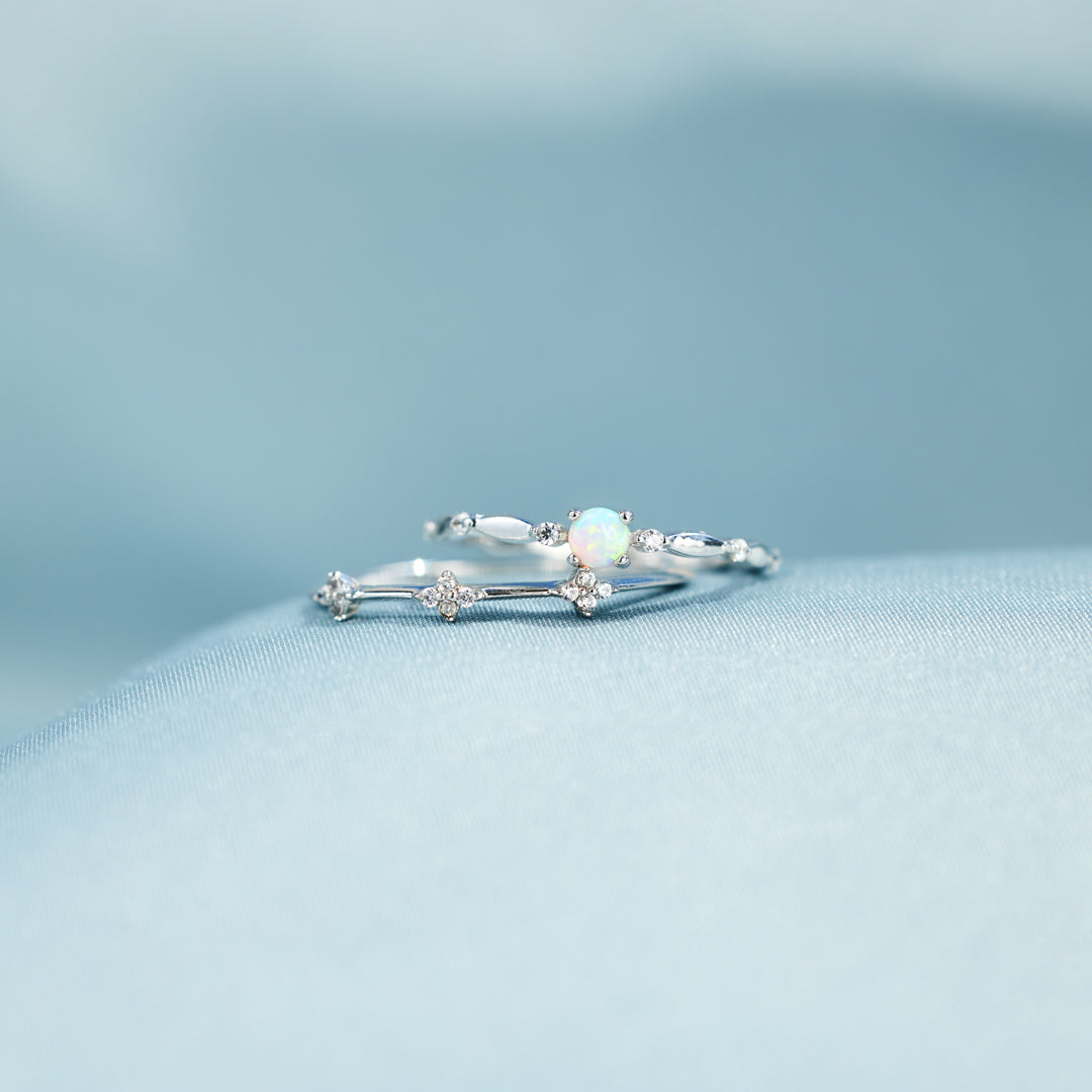 Love Yourself Round Opal Ring Set