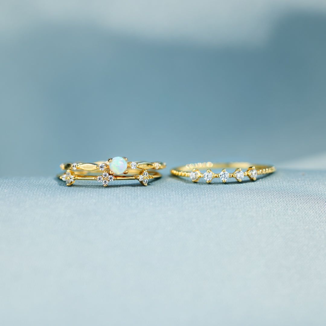 Love Yourself Round Opal Ring Set